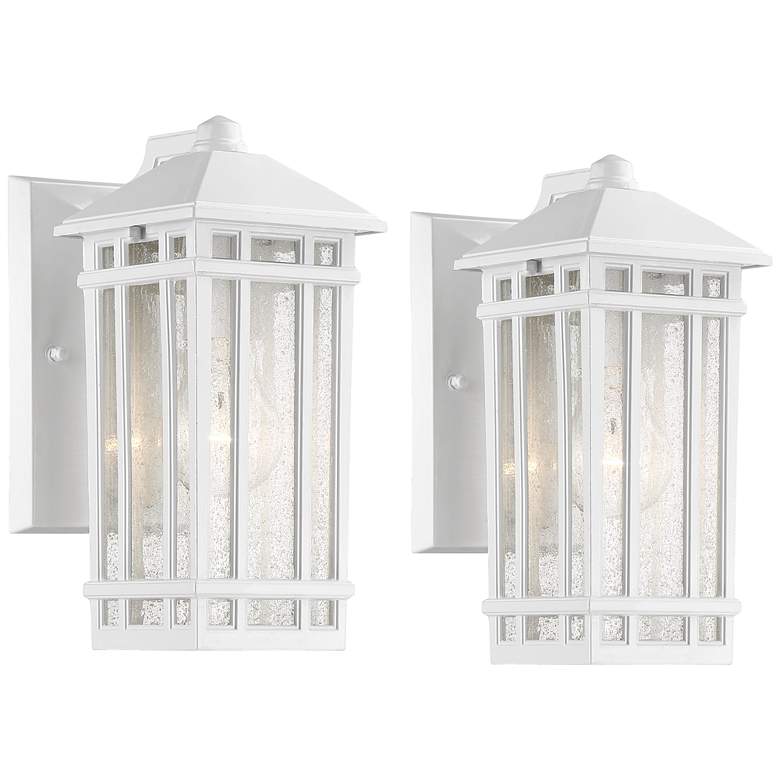 Image 2 Sierra Craftsman 10 inch High White Outdoor Wall Light Set of 2