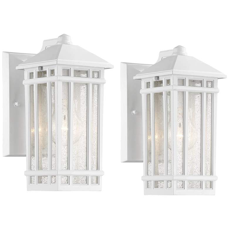 Image 2 Sierra Craftsman 10" High White Outdoor Wall Light Set of 2