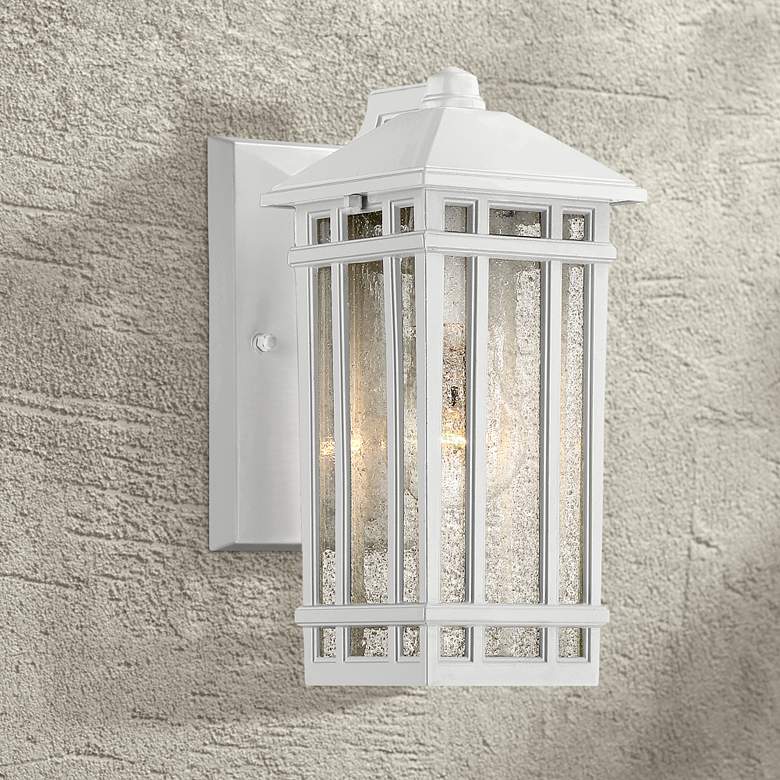 Image 7 Sierra Craftsman 10" High White Outdoor Wall Light Set of 2 more views