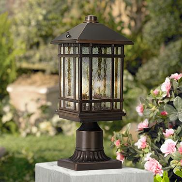 Sierra Craftsman 14" High Bronze Post Light with Pier Mount Adaptor