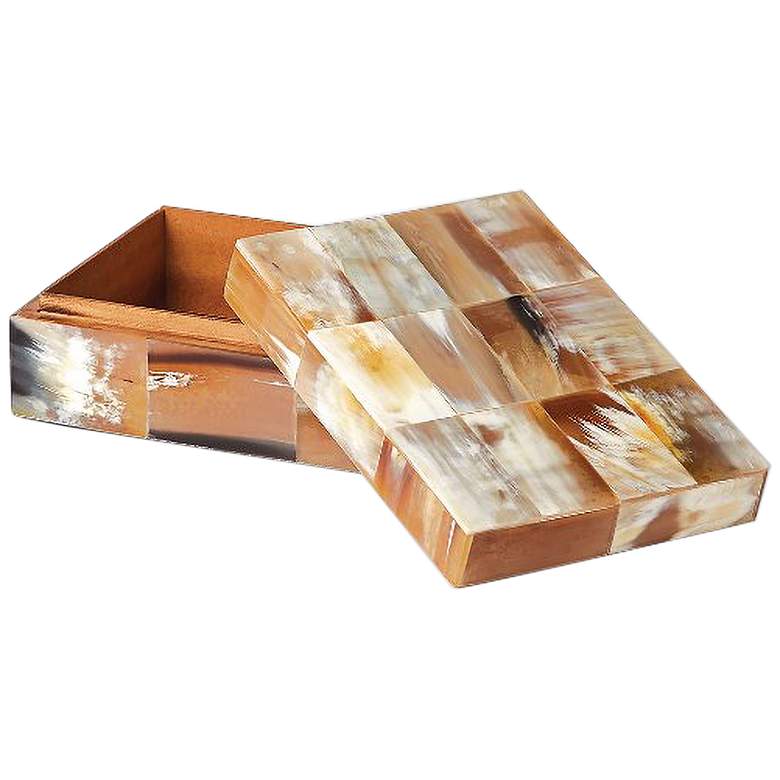 Image 2 Sierra Tan Brown and Natural White 7 1/4" Wide Horn Box more views
