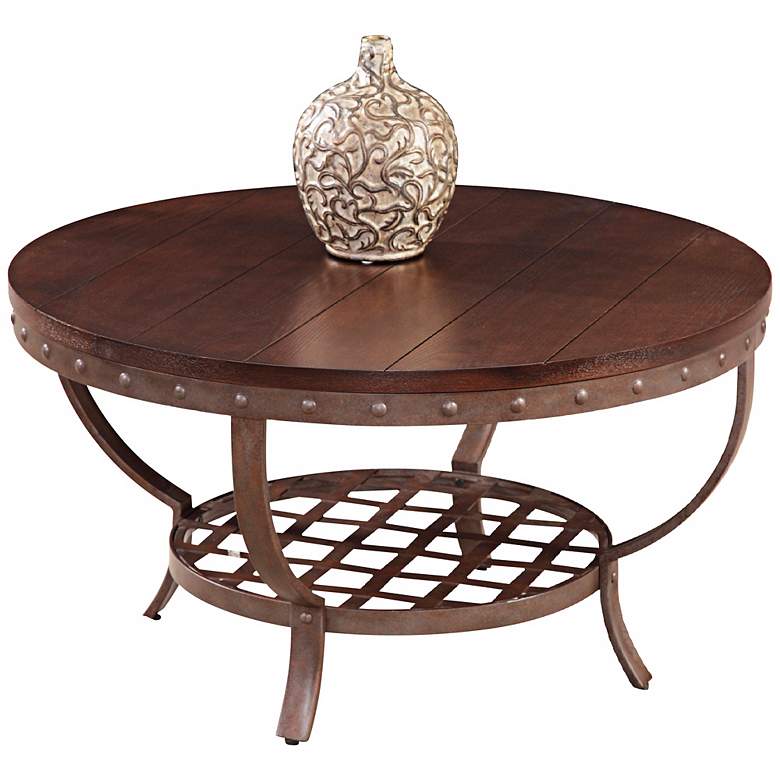 Image 1 Sierra Wood and Metal Round Cocktail Table