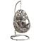 Sigar Gray Fabric and Wicker Patio Hanging Chair with Stand