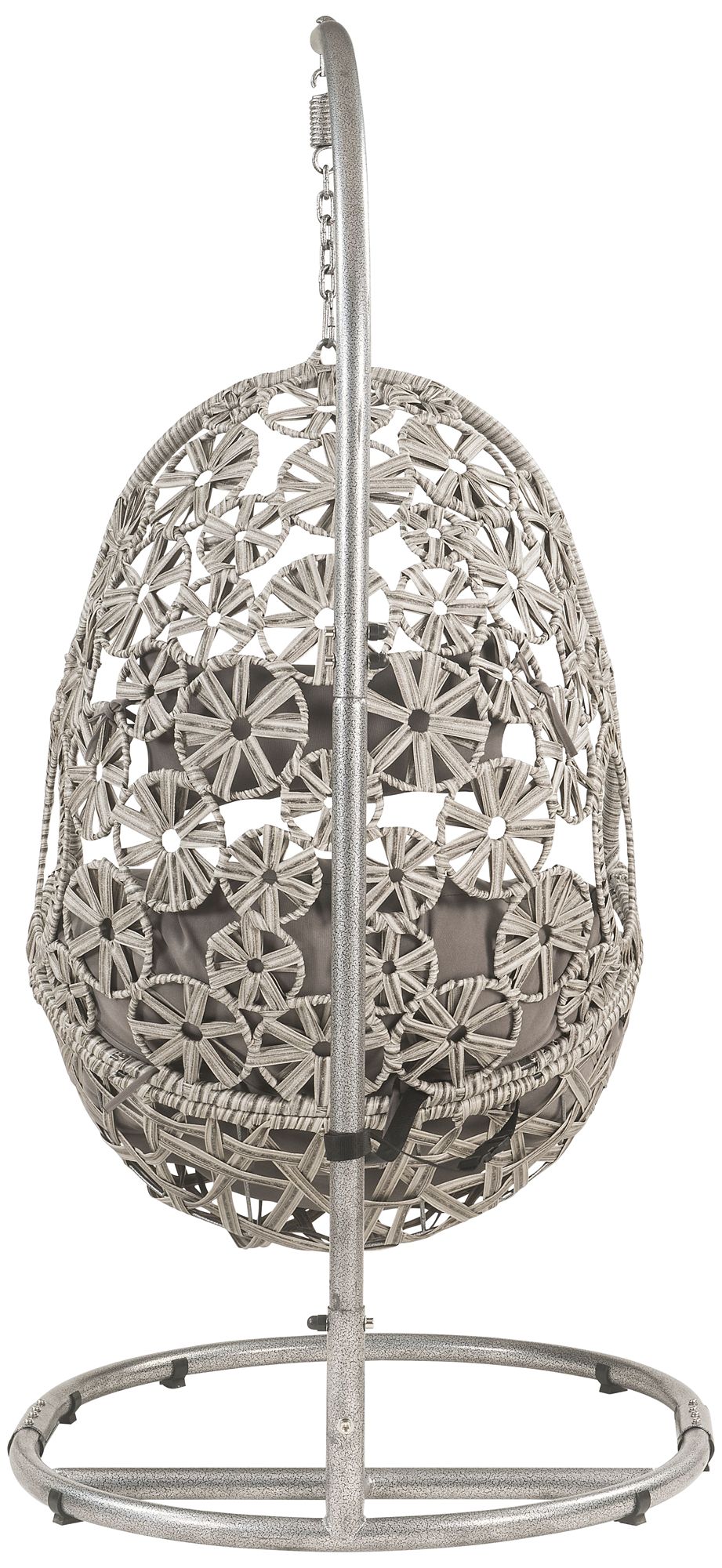 Image 7 Sigar Gray Fabric and Wicker Patio Hanging Chair with Stand more views