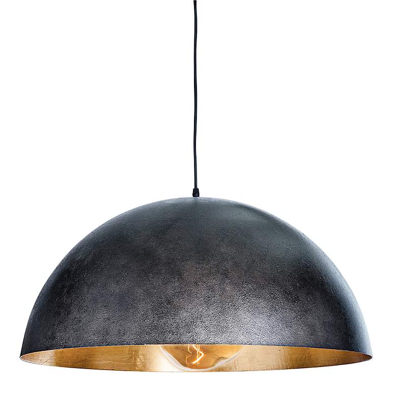 Image 3 Sigmund 24" Wide Blackened Steel Dome Pendant Light