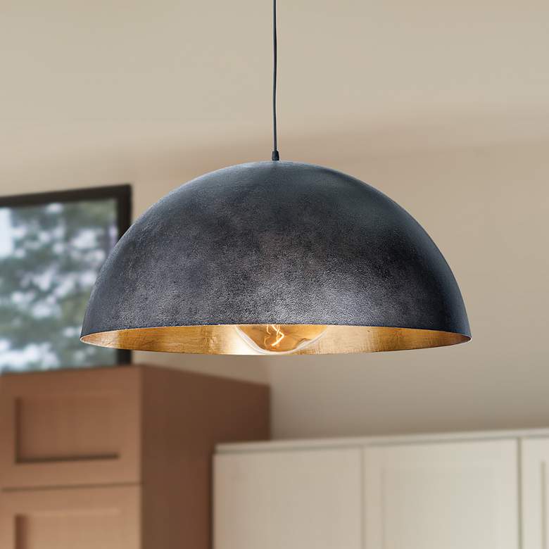 Image 2 Sigmund 24" Wide Blackened Steel Dome Pendant Light