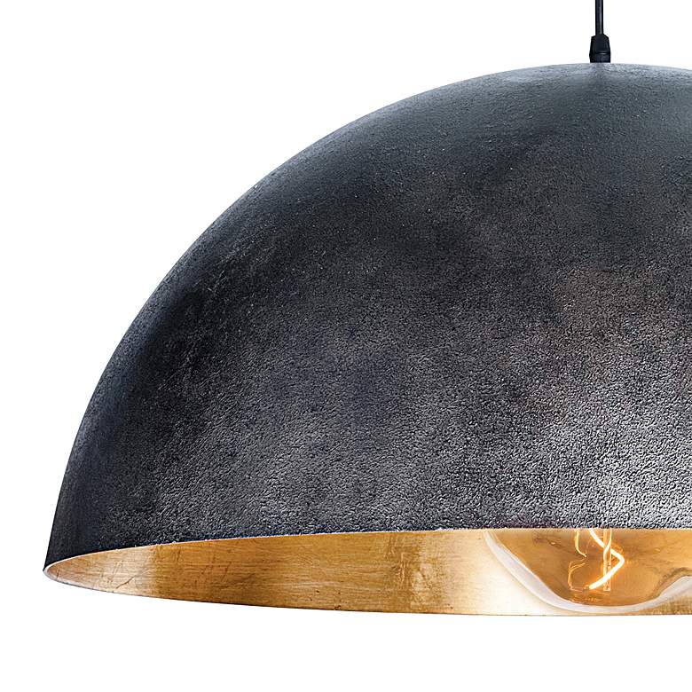 Image 4 Sigmund 24" Wide Blackened Steel Dome Pendant Light more views