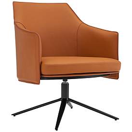 Image2 of Signa Cognac Leatherette Swivel Lounge Chair