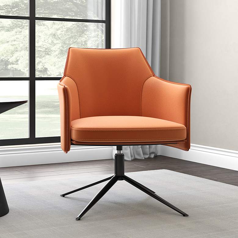 Image 1 Signa Cognac Leatherette Swivel Lounge Chair