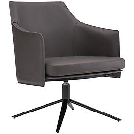 Image2 of Signa Dark Gray Leatherette Swivel Lounge Chair