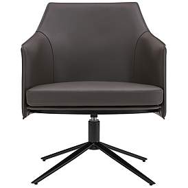 Image3 of Signa Dark Gray Leatherette Swivel Lounge Chair more views