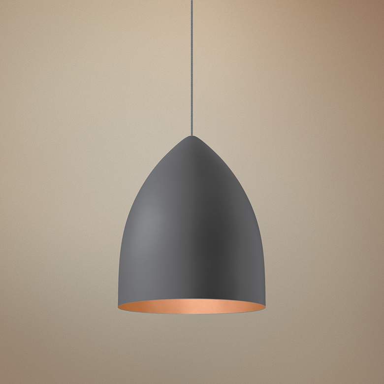 Signal Grande 17&quot; Wide Gray and Copper LED Pendant Light