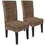Signature 39" High Solid Acacia Black Iron Chair Set of 2