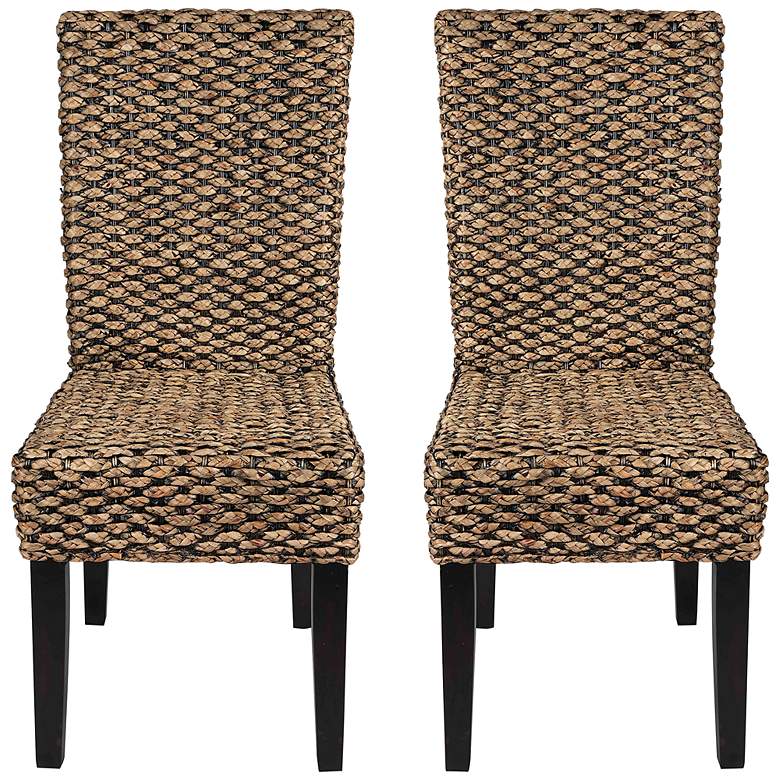 Image 5 Signature 39 inch High Solid Acacia Black Iron Chair Set of 2 more views