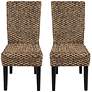 Signature 39" High Solid Acacia Black Iron Chair Set of 2