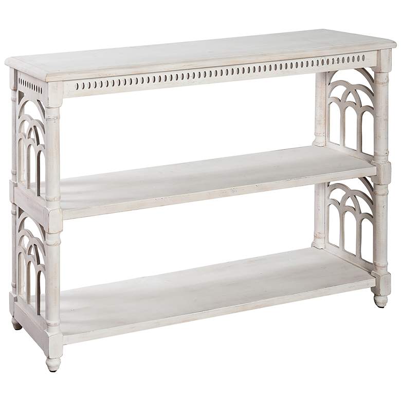 Image 1 Signature 47" Wide Distressed White 3-Tier Console Table
