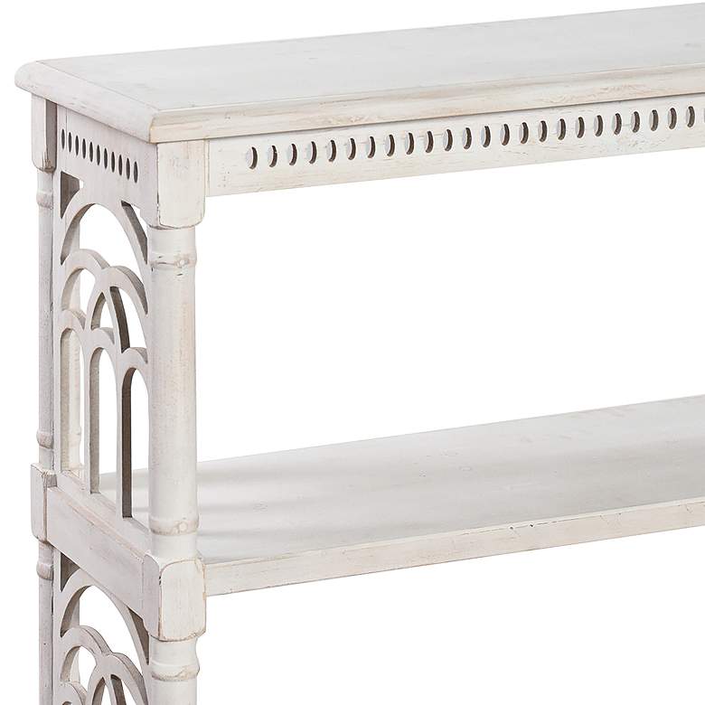 Image 2 Signature 47" Wide Distressed White 3-Tier Console Table more views