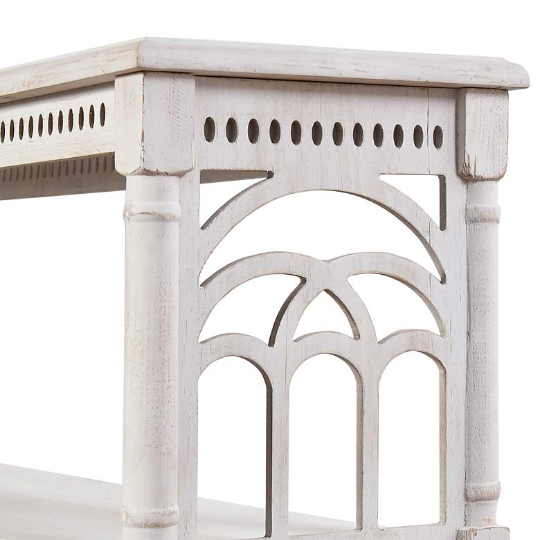 Image 3 Signature 47" Wide Distressed White 3-Tier Console Table more views