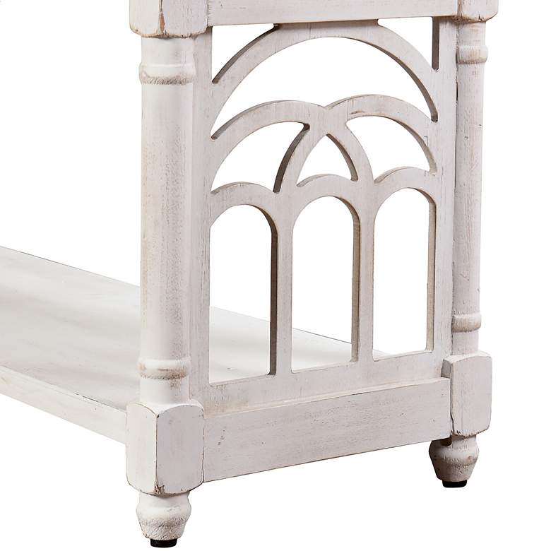 Image 4 Signature 47" Wide Distressed White 3-Tier Console Table more views
