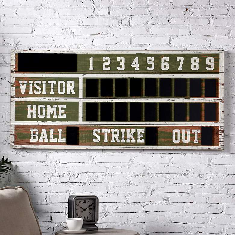 Image 1 Signature 48" Wide Old Ballpark Scoreboard Wooden Wall Decor