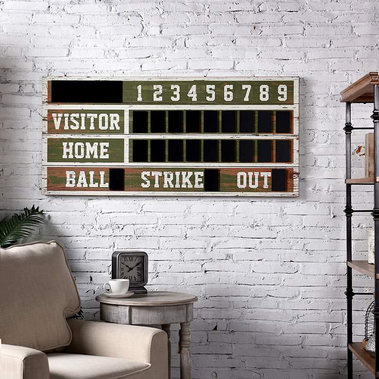 Image 7 Signature 48" Wide Old Ballpark Scoreboard Wooden Wall Decor more views