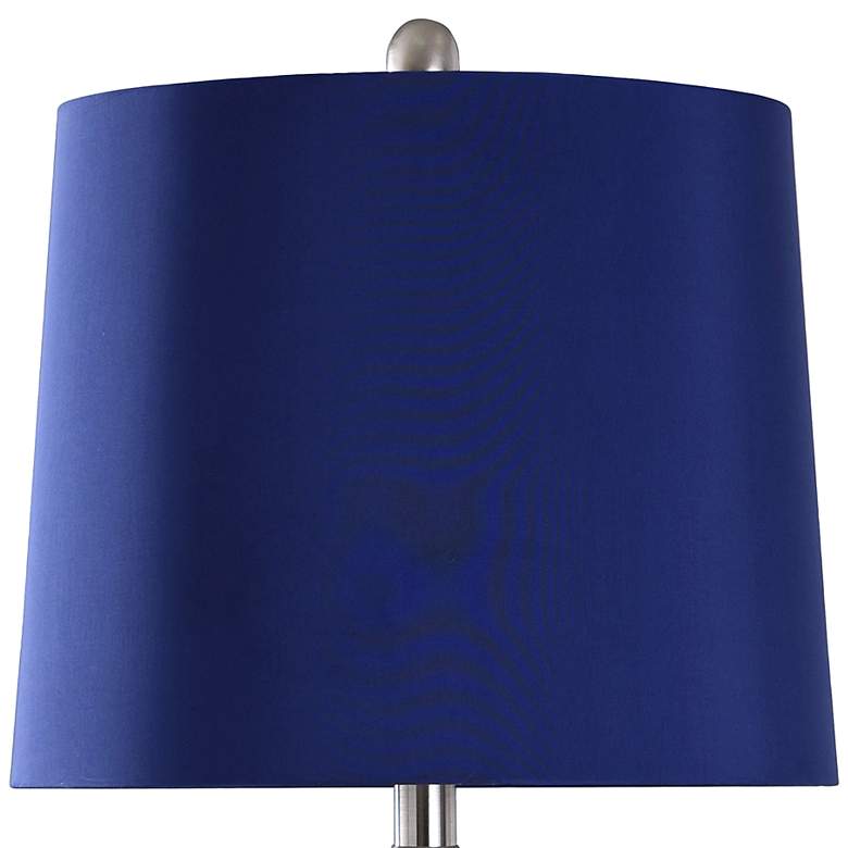 Image 3 Signature Cream Ceramic Table Lamp with Blue Shade more views