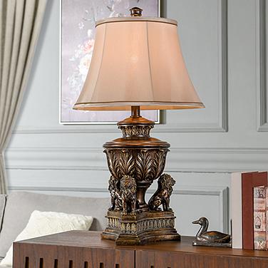 Signature Lions and Leaves 34" High Majestic Gold Pedestal Table Lamp