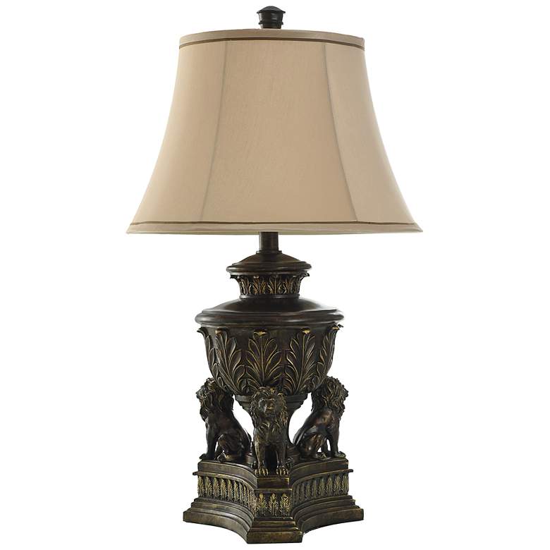 Image 2 Signature Lions and Leaves 34" High Majestic Gold Pedestal Table Lamp