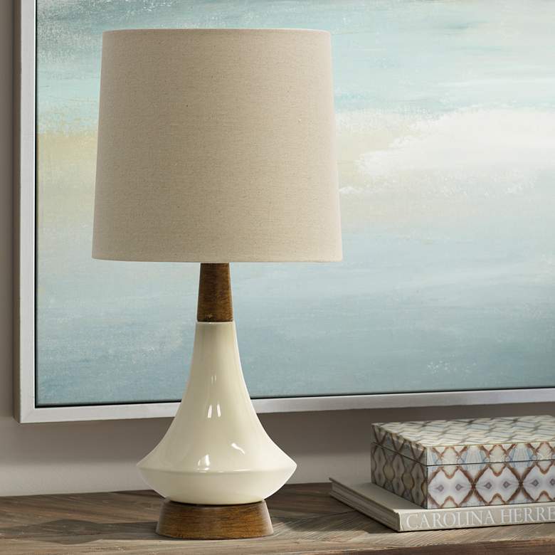 Image 1 Signature Modern 18 1/2" High Cream Glazed Ceramic Accent Table Lamp