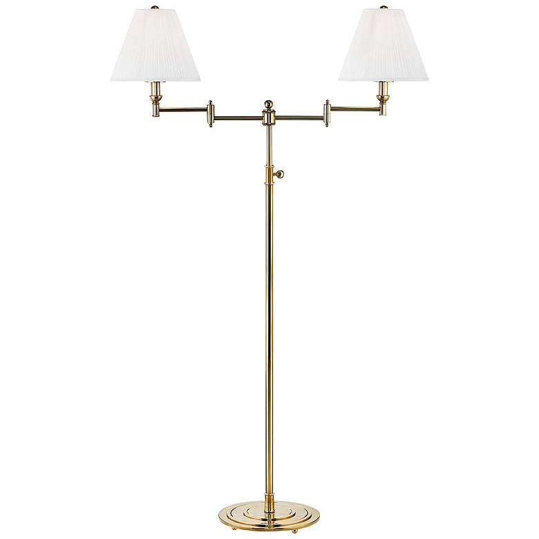 Image 1 Signature No.1 Aged Brass 2-Light Swing Arm Floor Lamp