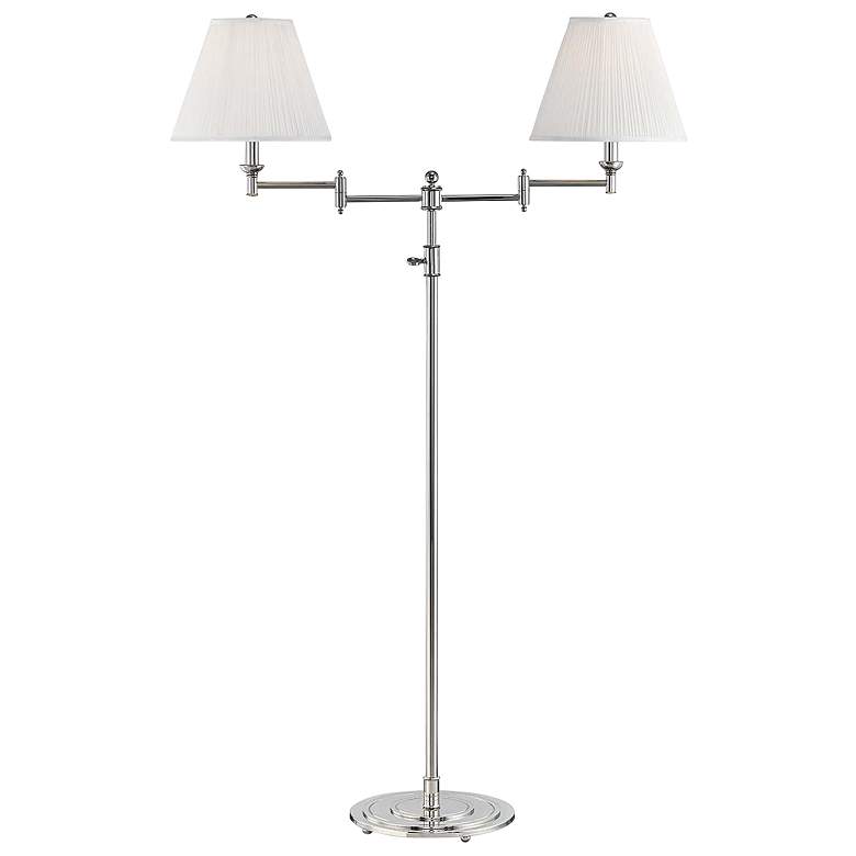 Image 1 Signature No.1 Polished Nickel 2-Light Swing Arm Floor Lamp