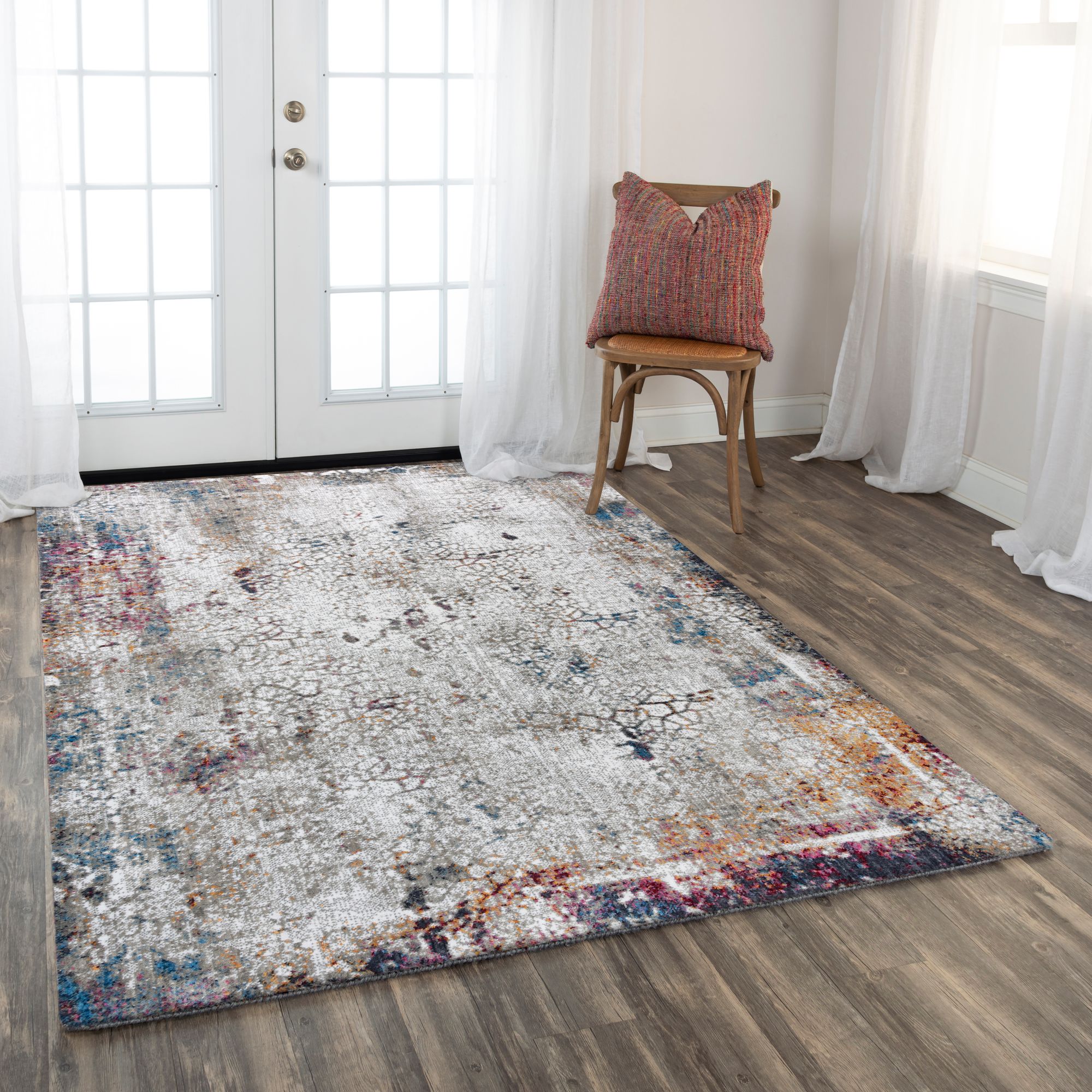 Signature SGN696 Gray and Blue Abstract Rectangular Area Rug