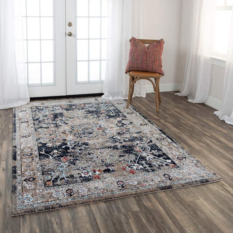 Signature SGN771 5&#39;2 inchx7&#39;9 inch Charcoal Medallion Area Rug