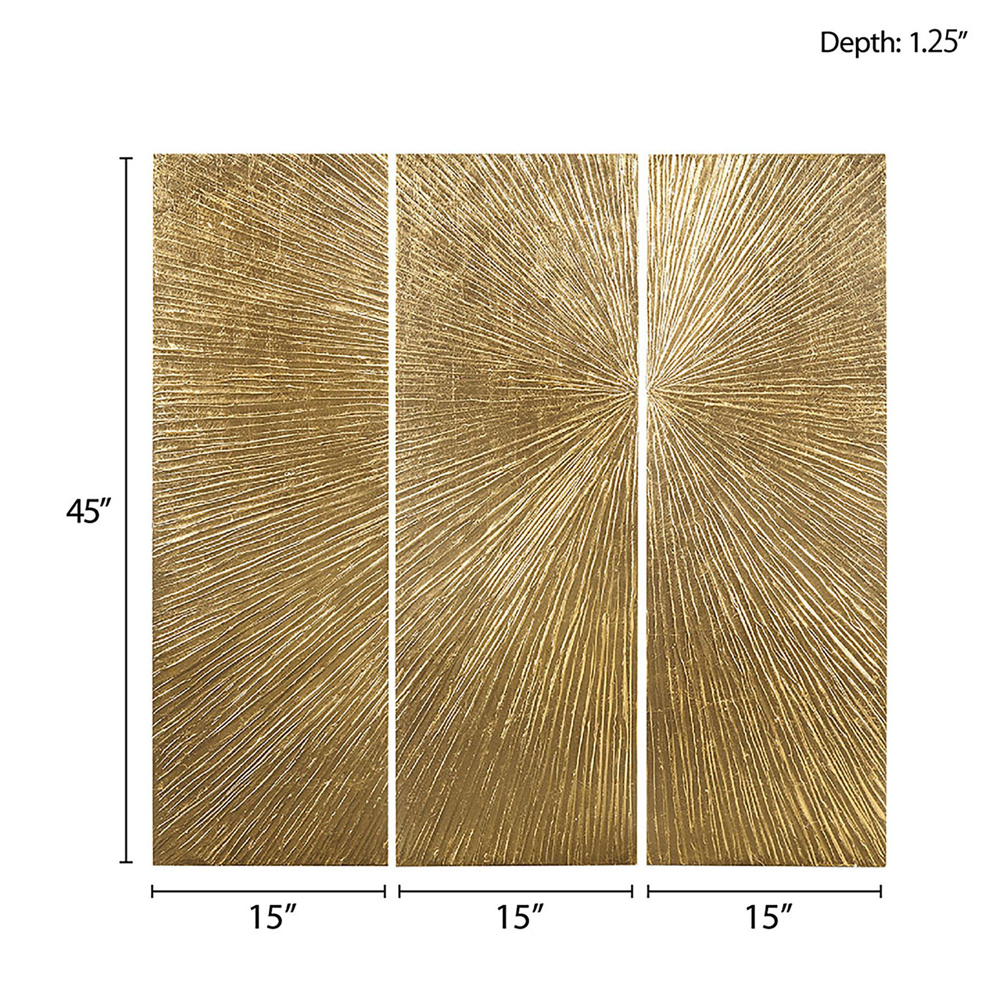 Signature Sunburst 48 1/2" High Gold 3-Piece Wall Art Set