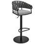 Silabe Adjustable Barstool in Black Finish with Black Faux Leather