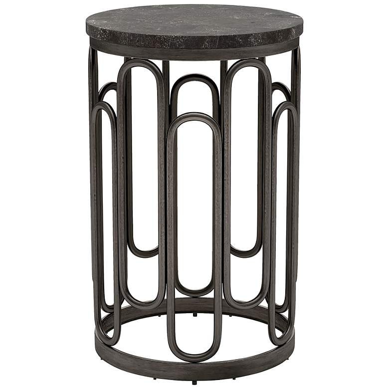 Image 2 Silas 13 1/4" Wide Black Metal Round Side Table