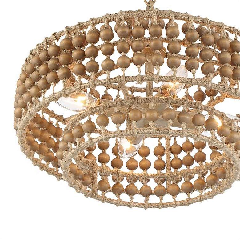 Image 3 Silas 16" Wide Sand Steel Wood Beads 4-Light Chandelier more views