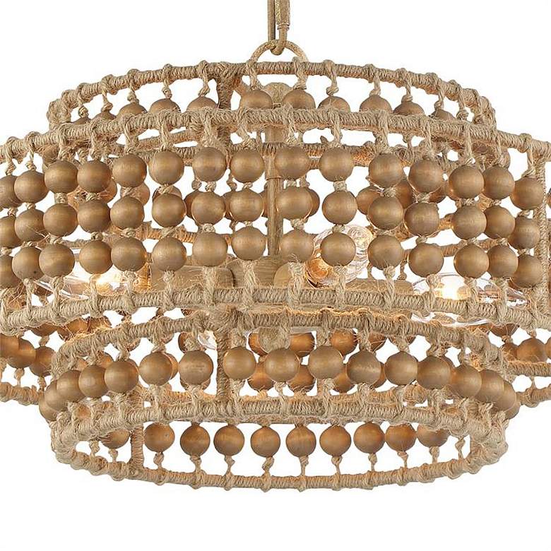 Image 4 Silas 16" Wide Sand Steel Wood Beads 4-Light Chandelier more views