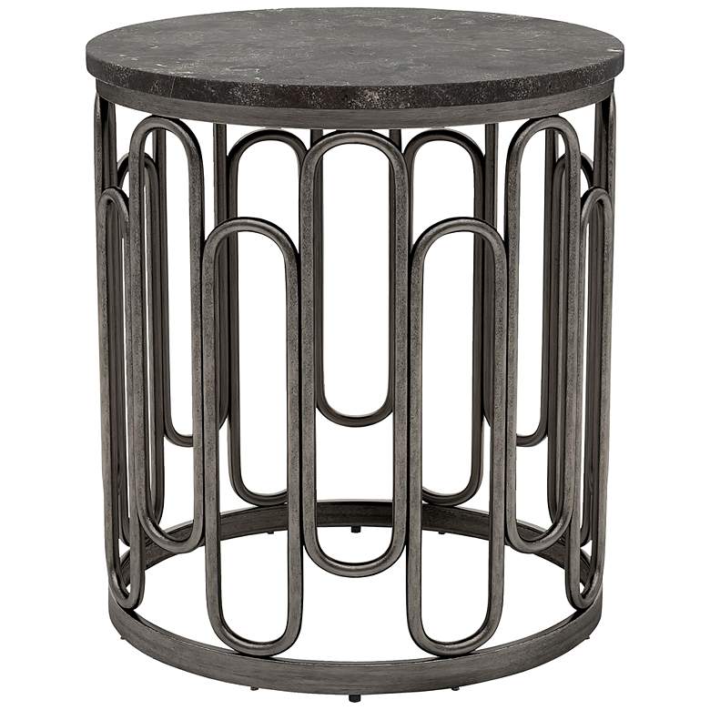 Image 2 Silas 20" Wide Black Metal Round End Table