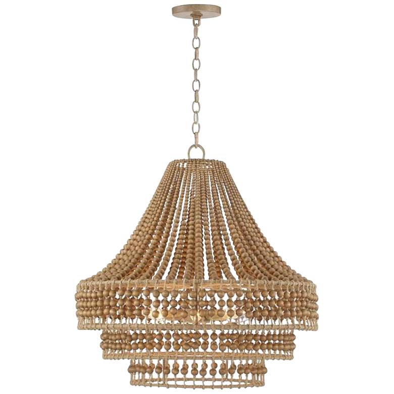 Image 2 Silas 26 1/2" Wide Natural Wood Beads and Rope Chandelier