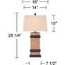 Silas Wood Finish Rustic USB Table Lamps Set of 2