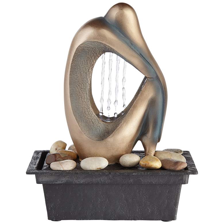 Image 2 Silhouette 10 inch High Bronze LED Lighted Tabletop Fountain