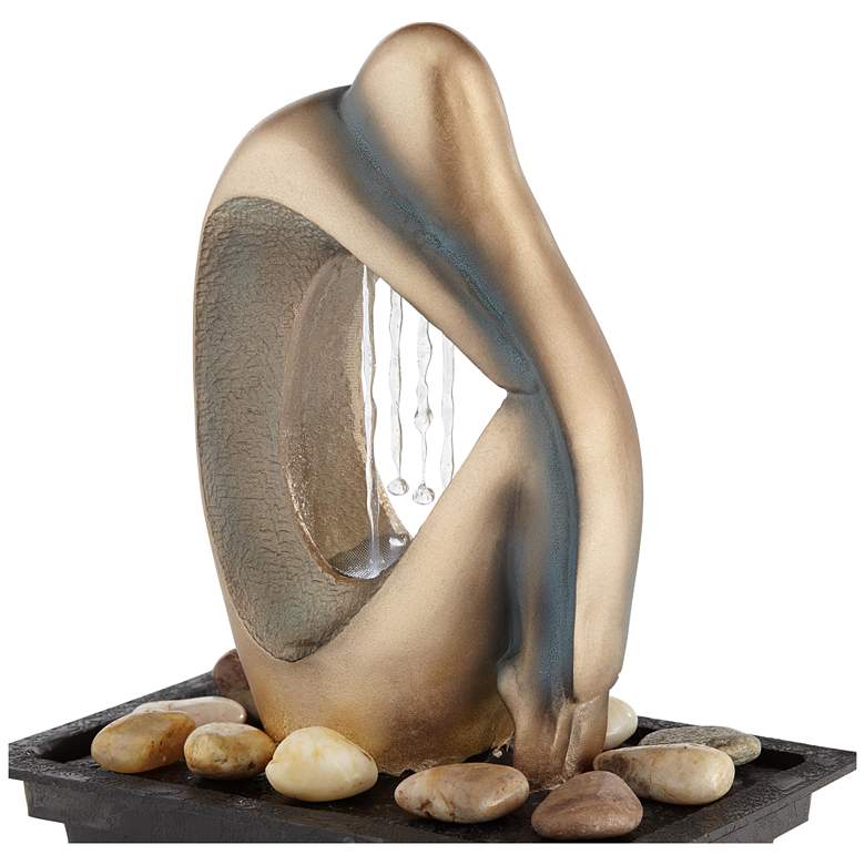 Image 4 Silhouette 10" High Bronze LED Lighted Tabletop Fountain more views