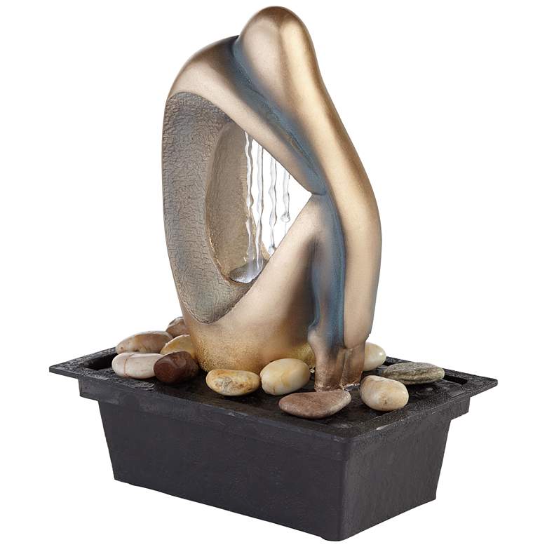 Image 6 Silhouette 10" High Bronze LED Lighted Tabletop Fountain more views
