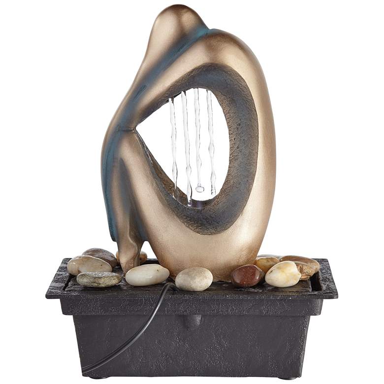 Image 7 Silhouette 10" High Bronze LED Lighted Tabletop Fountain more views