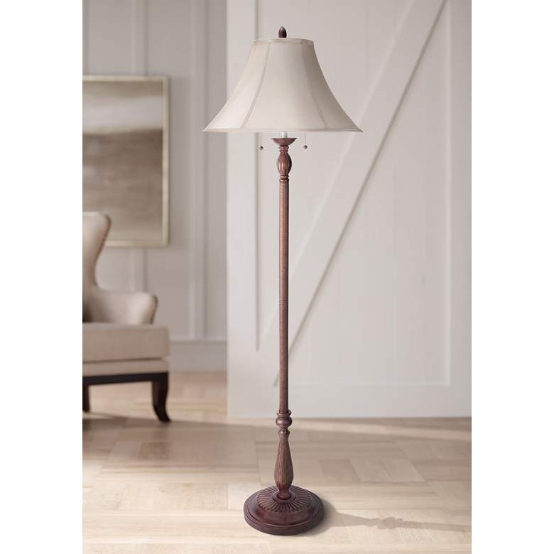 Image 1 Silk Shade Double Pull Traditional Floor Lamp