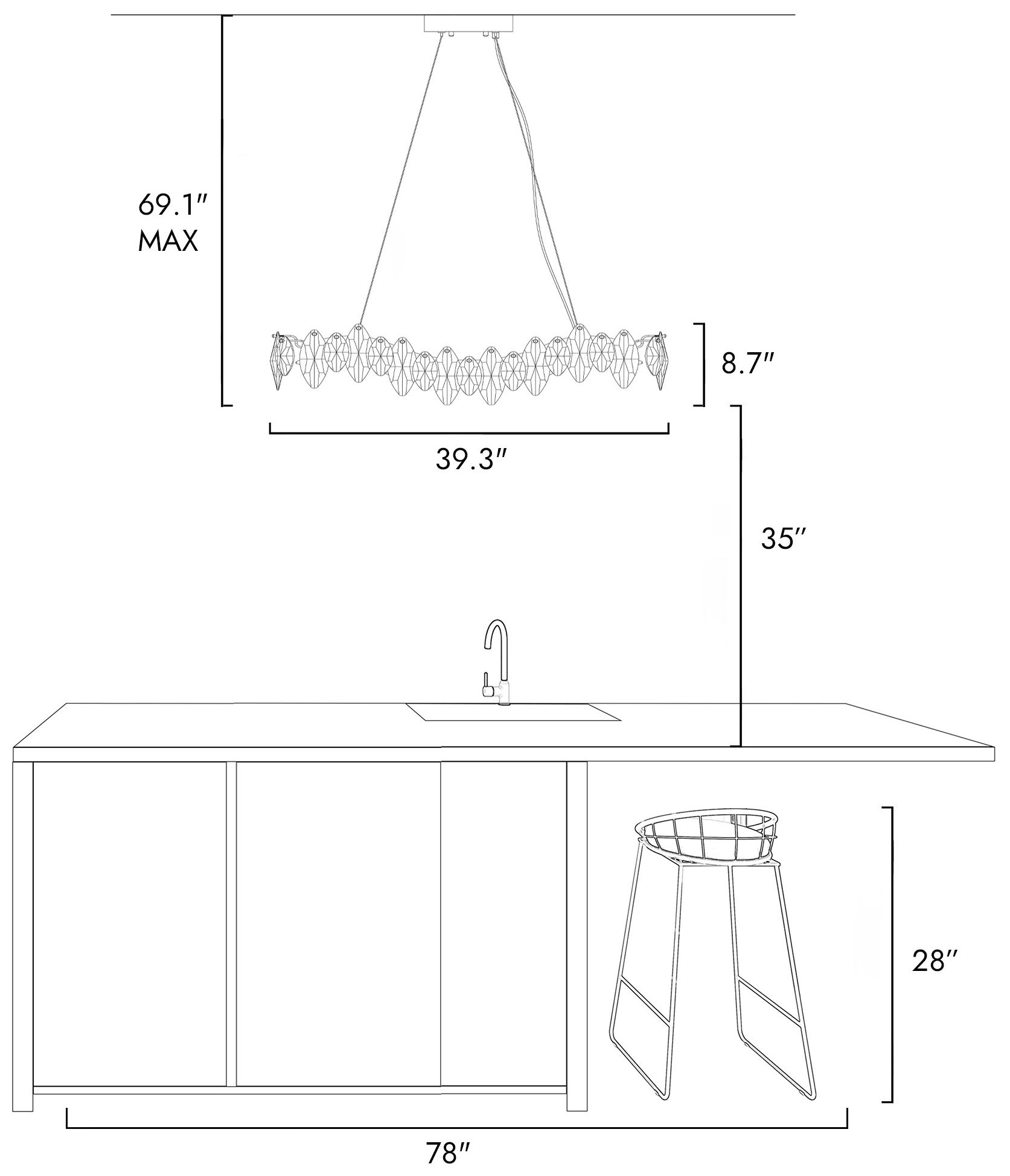 Siluchy 4-Light Crystal Island Chandelier