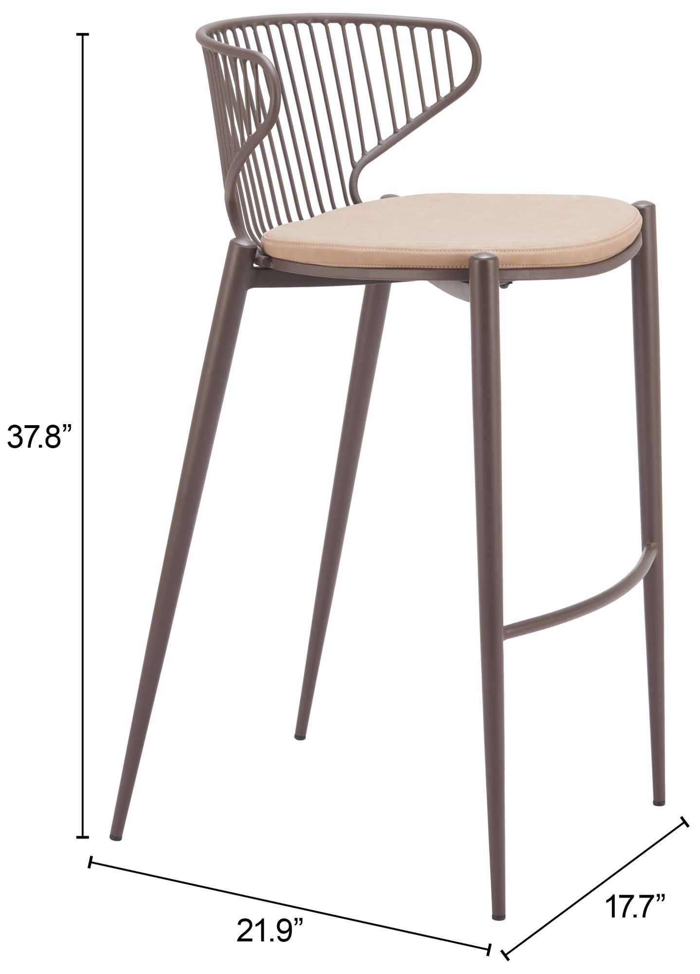 Silues Barstool (Set of 2) Taupe & Brown