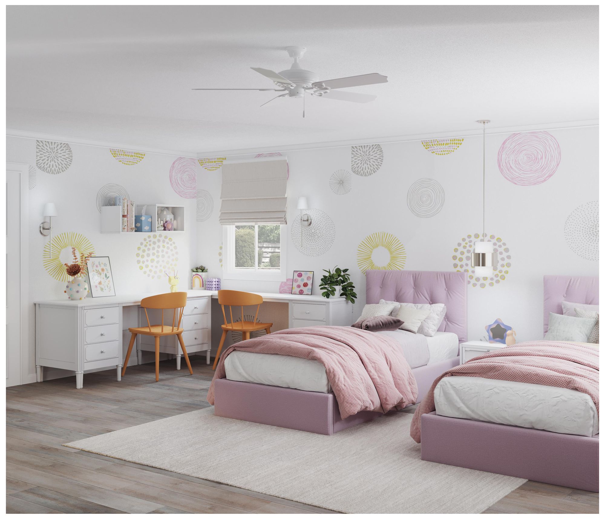 Image 2 Silva Collection One-Light White Linen Shade Pendant more views