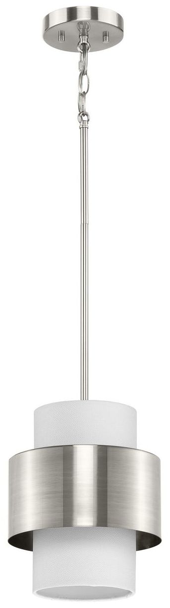 Image 5 Silva Collection One-Light White Linen Shade Pendant more views